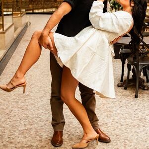 Altar'd State White Long Sleeve Babydoll Dress with Bow on the back